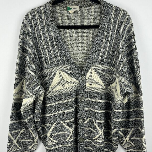 Porto Bello Sweater Cardigan Size M Gray Long Sleeve Cable Knit V Neck Acrylic - Picture 1 of 9